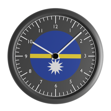 Wall clock with the flag of Nauru  3D Icon