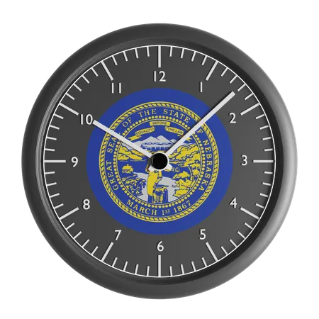 Wall clock with the flag of Nebraska  3D Icon