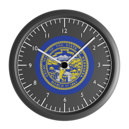 Wall clock with the flag of Nebraska  3D Icon