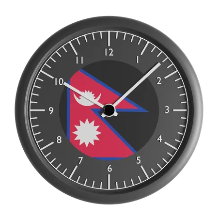 Wall clock with the flag of Nepal  3D Icon