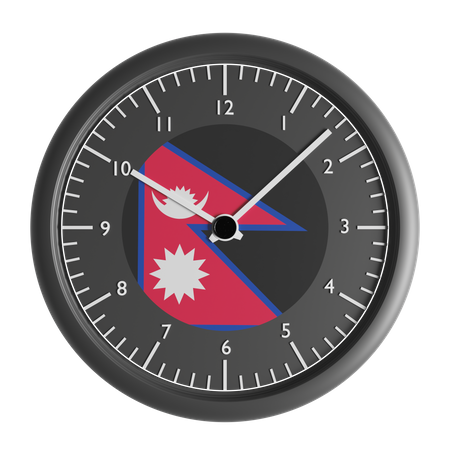 Wall clock with the flag of Nepal  3D Icon