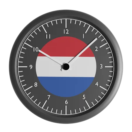 Wall clock with the flag of Netherlands  3D Icon