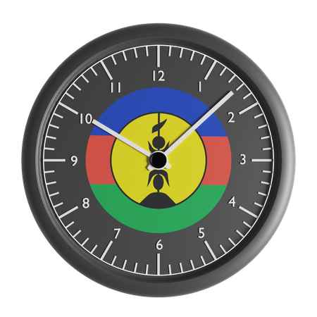 Wall clock with the flag of New Caledonia  3D Icon