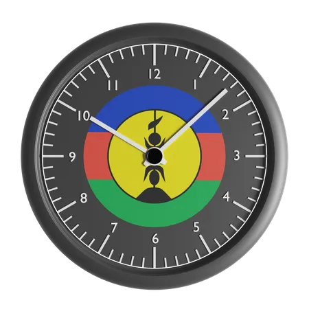Wall clock with the flag of New Caledonia  3D Icon
