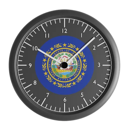 Wall clock with the flag of New Hampshire  3D Icon