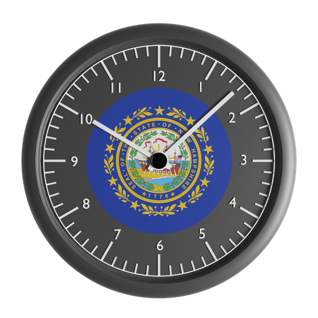 Wall clock with the flag of New Hampshire  3D Icon