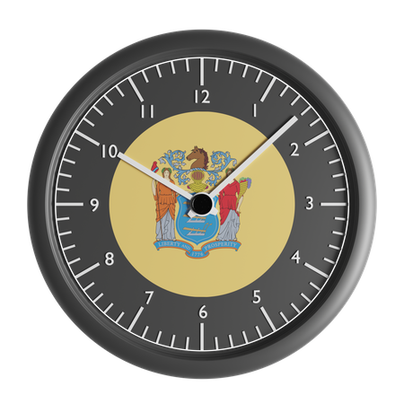 Wall clock with the flag of New Jersey  3D Icon