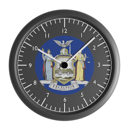 Wall clock with the flag of New York  3D Icon