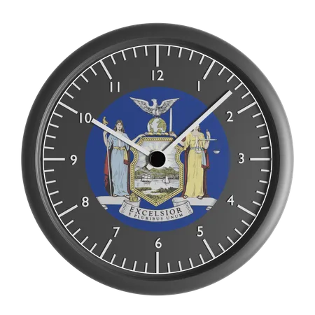 Wall clock with the flag of New York  3D Icon