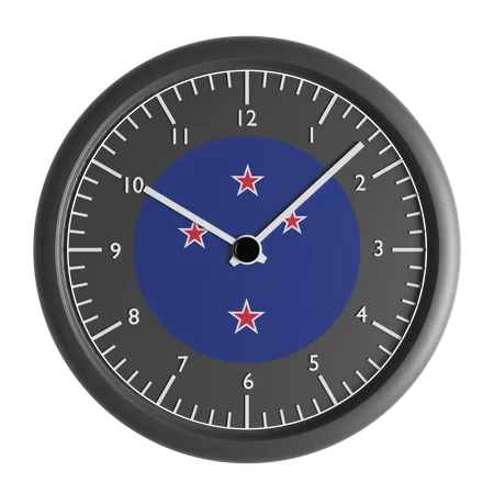 Wall clock with the flag of New Zealand  3D Icon