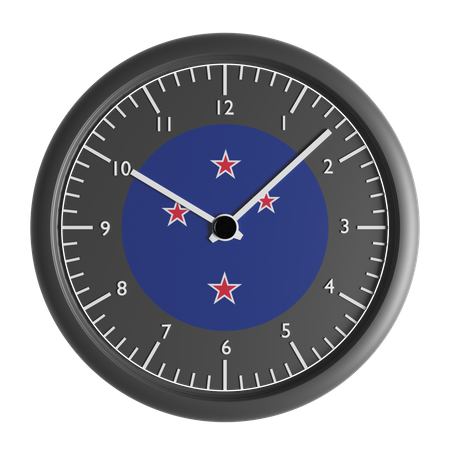 Wall clock with the flag of New Zealand  3D Icon