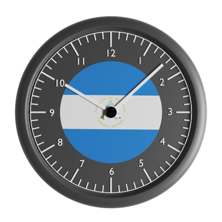 Wall clock with the flag of Nicaragua  3D Icon