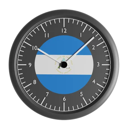Wall clock with the flag of Nicaragua  3D Icon