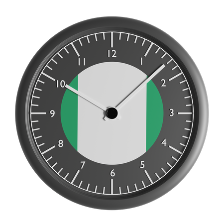 Wall clock with the flag of Nigeria  3D Icon