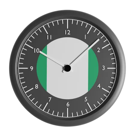 Wall clock with the flag of Nigeria  3D Icon