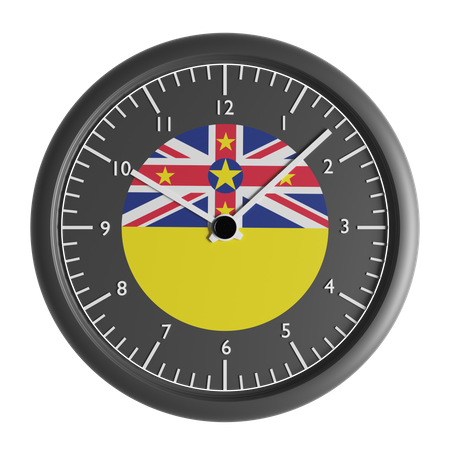 Wall clock with the flag of Niue  3D Icon