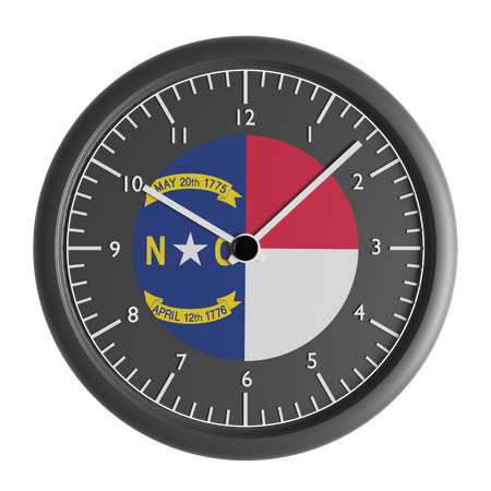 Wall clock with the flag of North Carolina  3D Icon