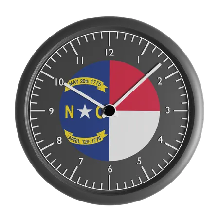 Wall clock with the flag of North Carolina  3D Icon