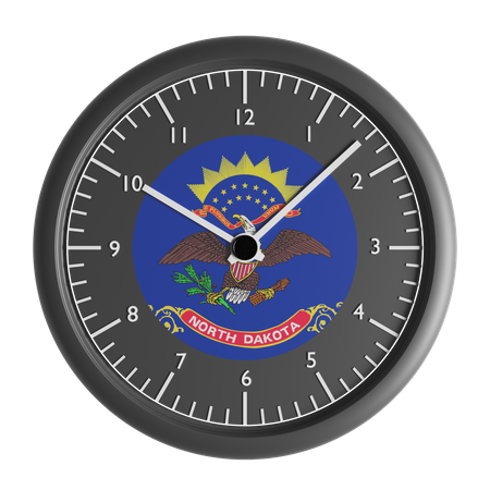 Wall clock with the flag of North Dakota  3D Icon