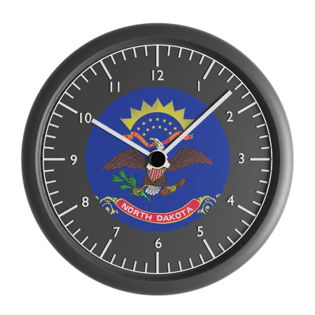 Wall clock with the flag of North Dakota  3D Icon