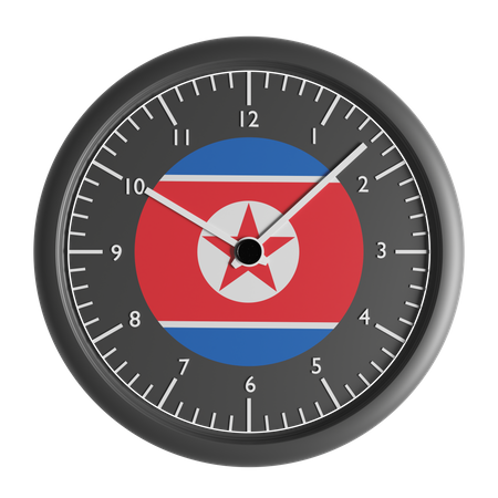 Wall clock with the flag of North Korea  3D Icon