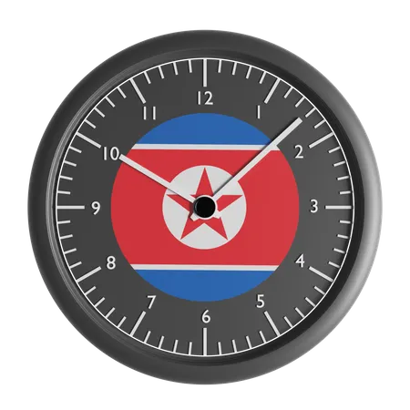 Wall clock with the flag of North Korea  3D Icon