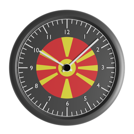 Wall clock with the flag of North Macedonia  3D Icon