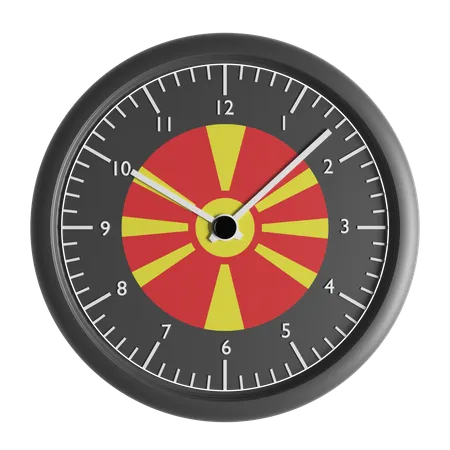 Wall clock with the flag of North Macedonia  3D Icon