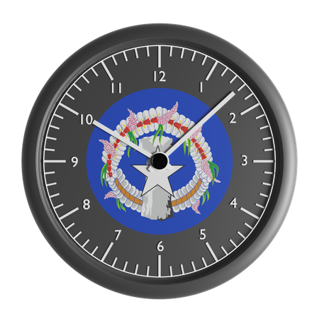 Wall clock with the flag of Northern Mariana Islands  3D Icon