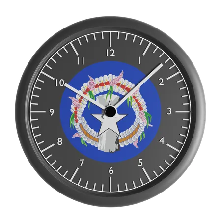 Wall clock with the flag of Northern Mariana Islands  3D Icon