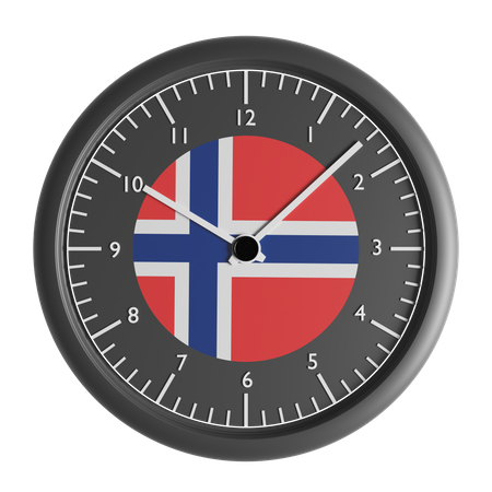 Wall clock with the flag of Norway  3D Icon