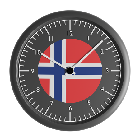 Wall clock with the flag of Norway  3D Icon