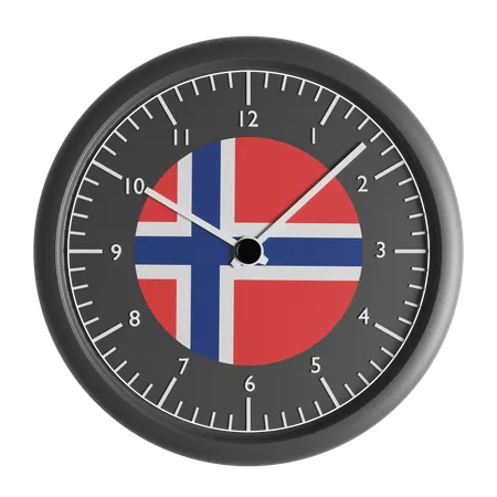 Wall clock with the flag of Norway  3D Icon