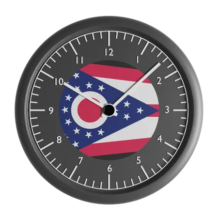 Wall clock with the flag of Ohio  3D Icon