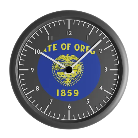 Wall clock with the flag of Oregon  3D Icon