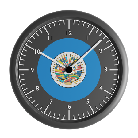 Wall clock with the flag of Organization of American States  3D Icon