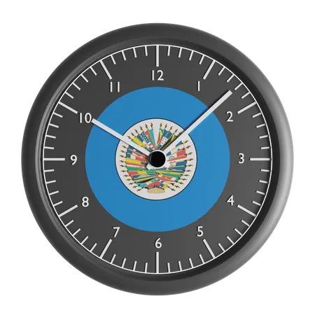 Wall clock with the flag of Organization of American States  3D Icon