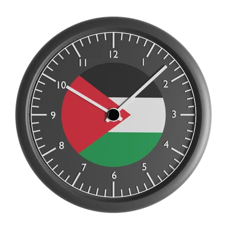 Wall clock with the flag of Palestine  3D Icon
