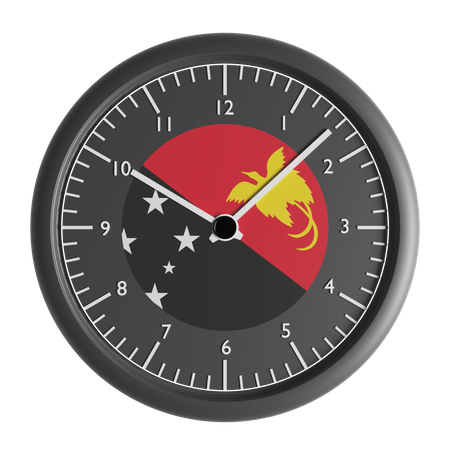 Wall clock with the flag of Papua New Guinea  3D Icon