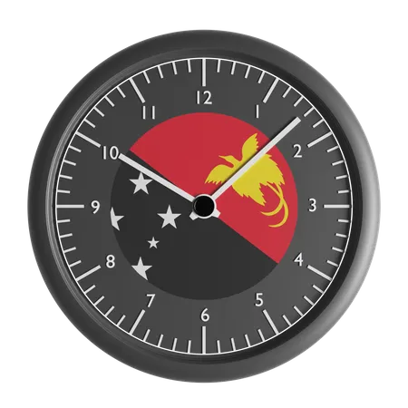 Wall clock with the flag of Papua New Guinea  3D Icon