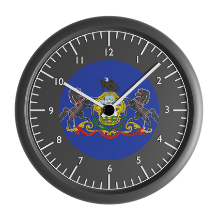 Wall clock with the flag of Pennsylvania  3D Icon