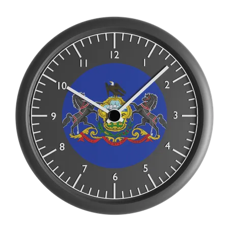 Wall clock with the flag of Pennsylvania  3D Icon