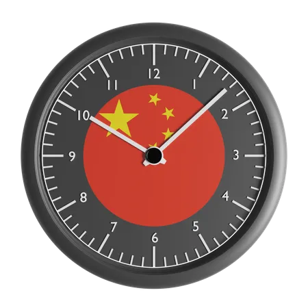 Wall clock with the flag of Peoples Republic of China  3D Icon