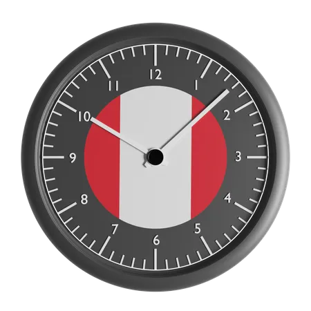 Wall clock with the flag of Peru  3D Icon