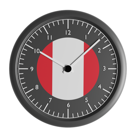 Wall clock with the flag of Peru  3D Icon