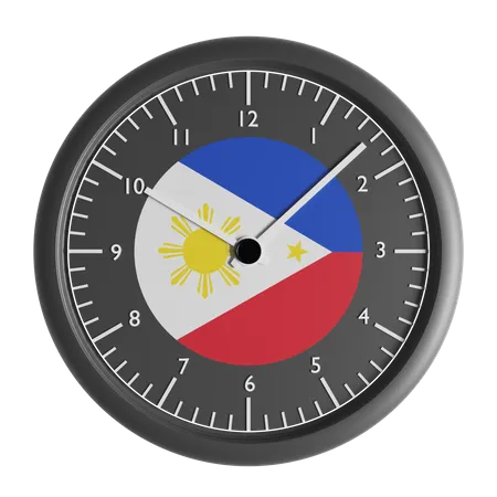 Wall clock with the flag of Philippines  3D Icon