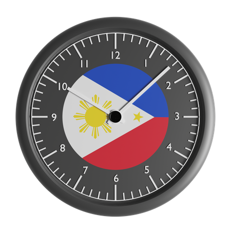 Wall clock with the flag of Philippines  3D Icon