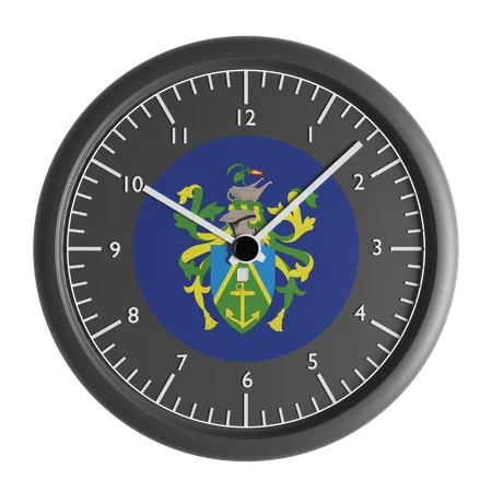 Wall clock with the flag of Pitcairn Islands  3D Icon