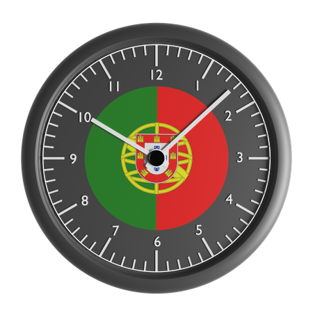 Wall clock with the flag of Portugal  3D Icon