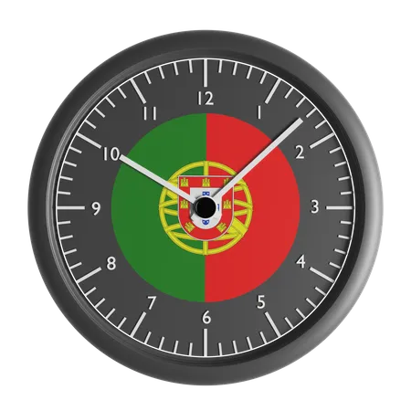 Wall clock with the flag of Portugal  3D Icon